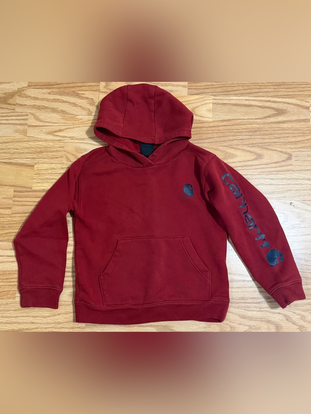 Carhartt Kids’ Maroon with Blue Logo Hoodie – Size 6